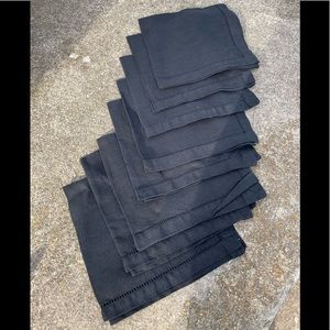 Sferra black linen napkins, set of 8